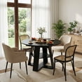 thumbnail image 1 of Miniyam Extendable Round Dining Table for 4–8 People, 43.3” to 59” Retractable Kitchen Table with Storage Shelf, Farmhouse Dining Table, Black, 1 of 7