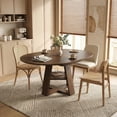 thumbnail image 1 of Miniyam Extendable Round Dining Table for 4–8 People, 43.3” to 59” Retractable Kitchen Table with Storage Shelf, Farmhouse Dining Table, Walnut, 1 of 7