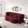 thumbnail image 1 of Miniyam Floor Sofa with 2 Pillows,Convertible Teddy Fabric Foam-Filled Sleeper Sofa Bed for Living Room,Guest Bed, Burgundy, 1 of 10