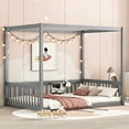 thumbnail image 1 of Miniyam Full Size Canopy FloorBed with Guardrails for Kids and Teens, Gray, 1 of 7