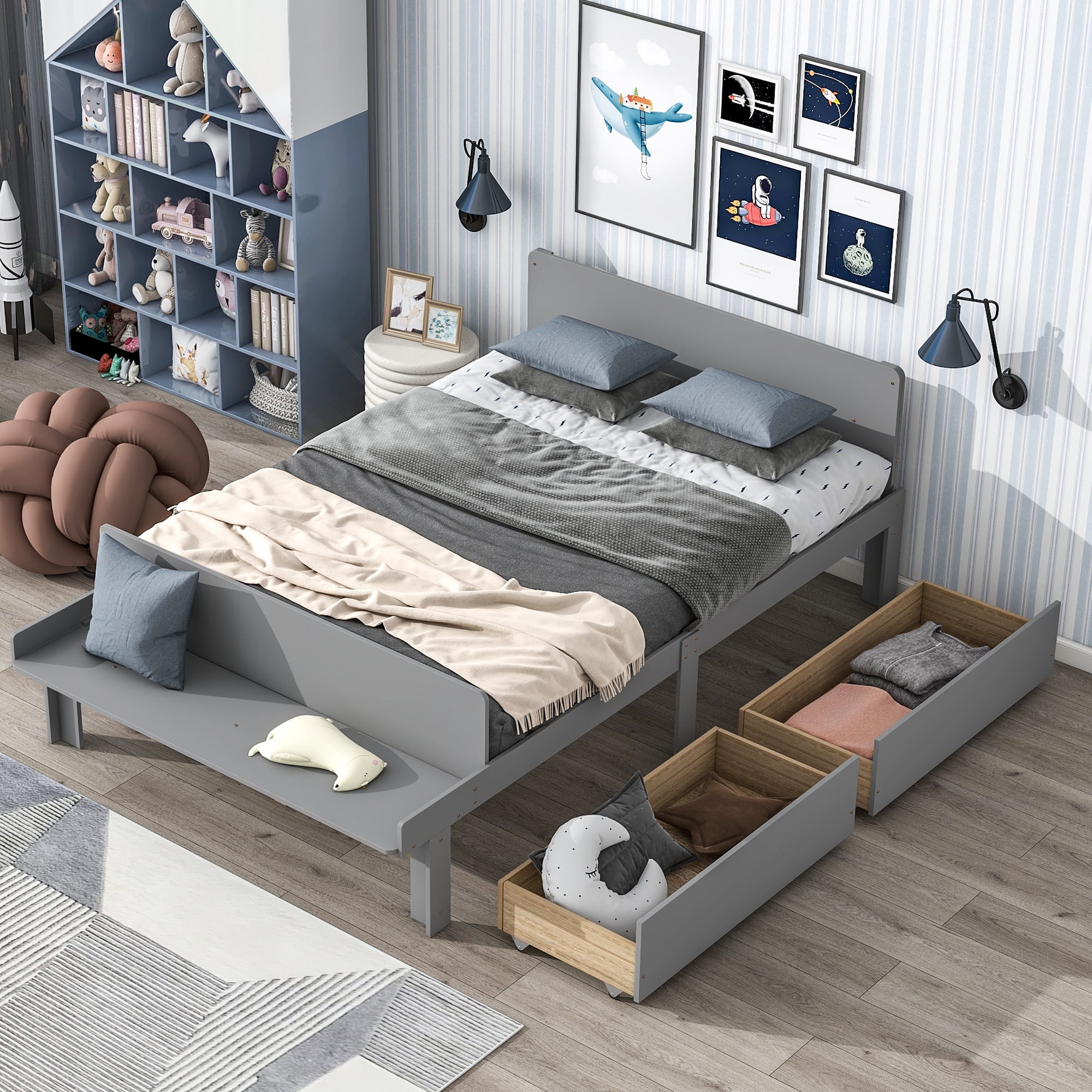 Full size youth bed with storage online