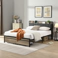 thumbnail image 1 of Miniyam Full Size Metal Bed with USB Ports, 2 Drawers for Adult, Gray, 1 of 7