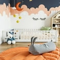 thumbnail image 1 of Miniyam Full Size Toddler Floor Bed with Safety Guardrails, White, 1 of 7