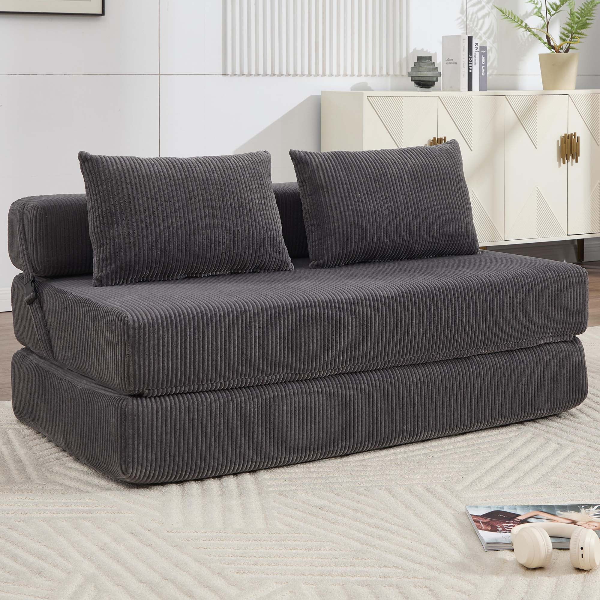 Photo inspiration: Visual Reference: Miniyam Gray Modern Sofa Bed 55 X80 Foldable Futon For