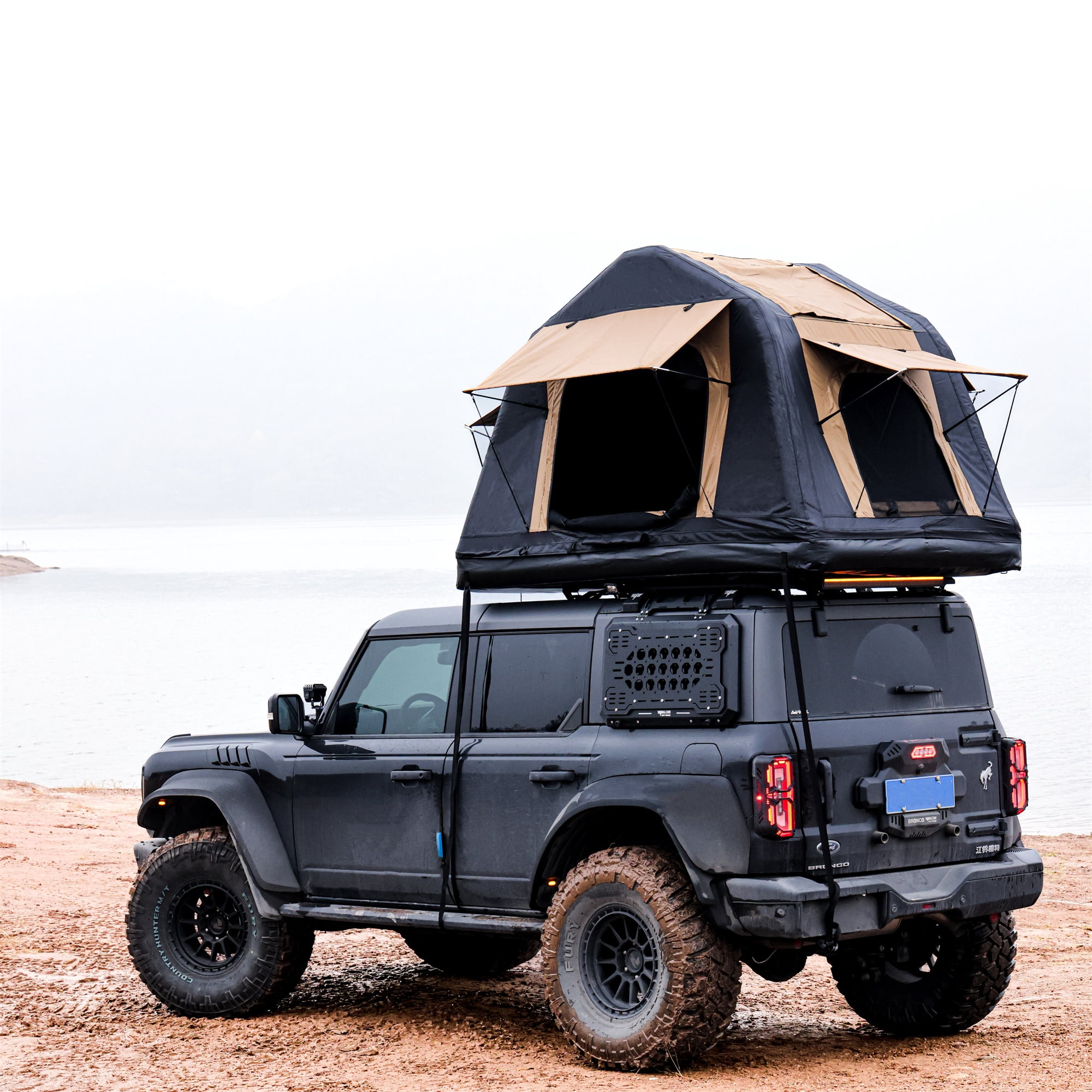 Miniyam Inflatable Car Roof Top Tent for SUV Truck, 2-3 Person Camping Outdoor Glamping Tent Yellow+Black