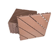 Miniyam Interlocking Deck Tiles, 44 Packs 11.8"x11.8" Waterproof Patio Floor Decking Tiles for Porch Poolside Balcony Backyard, All Weather Use, Brown(Diagonal line)
