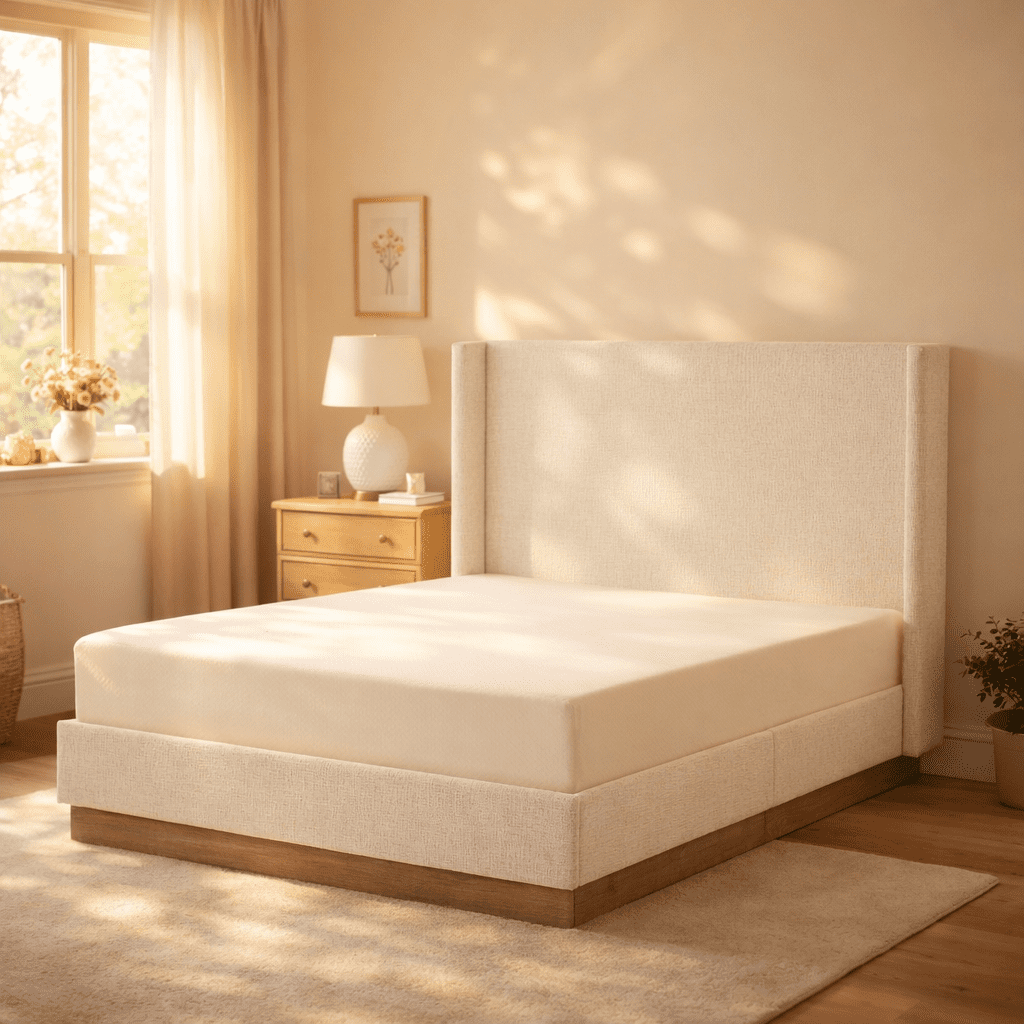 Miniyam King Size Upholstered Platform Bed Frame with Wingback Headboard for Adult