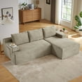 thumbnail image 1 of Miniyam L-Shaped Cloud Sectional Sofa with Deep Seat, No Assembly Required, 3 Seats Compression Sofa for Living Room, Bedroom, Apartment, Camel (Right Facing Chaise), 1 of 8