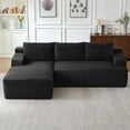 thumbnail image 1 of Miniyam L-Shaped Cloud Sectional Sofa with Deep Seat, No Assembly Required, Floor Couch Sleeper for Living Room, Bedroom, Apartment, Black (Left Facing Chaise), 1 of 12
