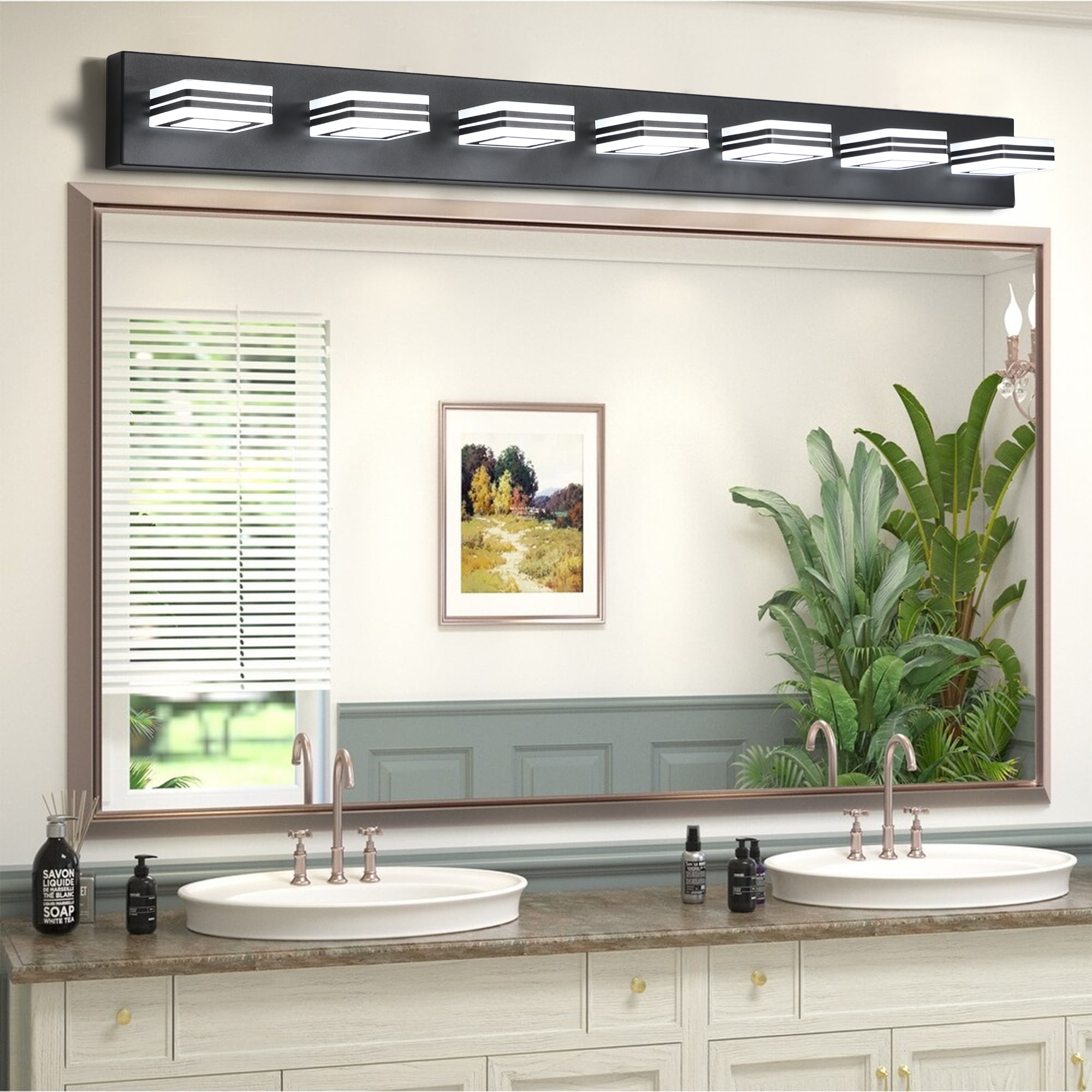 Miniyam LED Bathroom Vanity Light, 7-Light Modern Wall Lighting Fixtures over Mirror (Cool White)