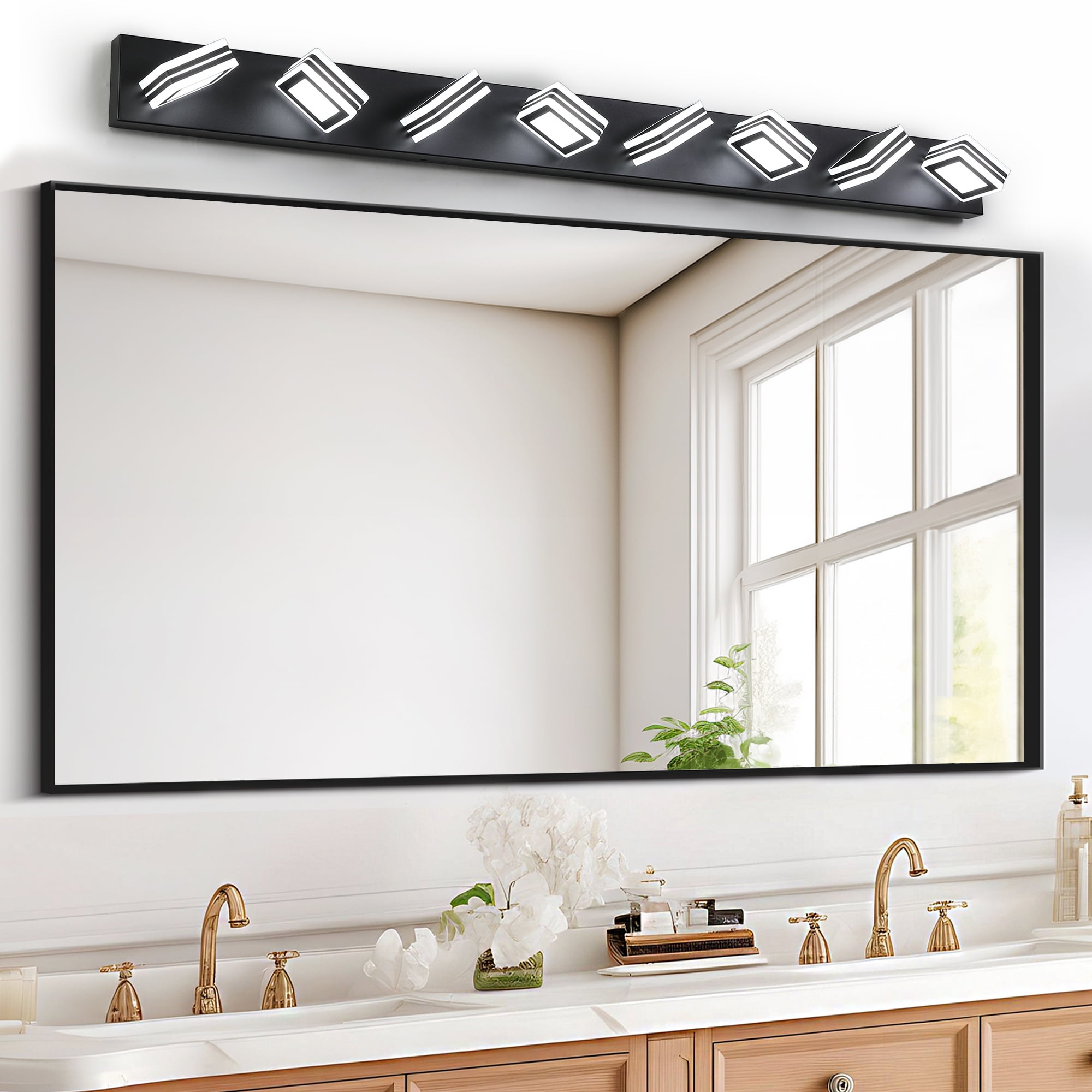 Miniyam LED Bathroom Vanity Light, 8-Light Modern Hardwired Wall Fixture over Mirror, Cool White
