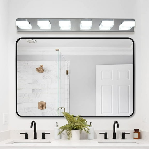 Miniyam LED Bathroom Vanity Light, 6-Light Chrome Wall Fixture with Acrylic Shade for Over Mirror