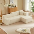 thumbnail image 1 of Miniyam Modern 96" L-Shaped Lounge Sectional, Innovative Compact Shipping, Plush Textured Corduroy for Relaxation (Beige, Right Facing), 1 of 9