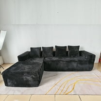 Miniyam Modular Sectional Sofa with Deep Seat, Cloud L-Shape Sofa Couch with Chaise, Modular Upholstered Couches for Living Room Bedroom (Black, Left Sitting Chaise)