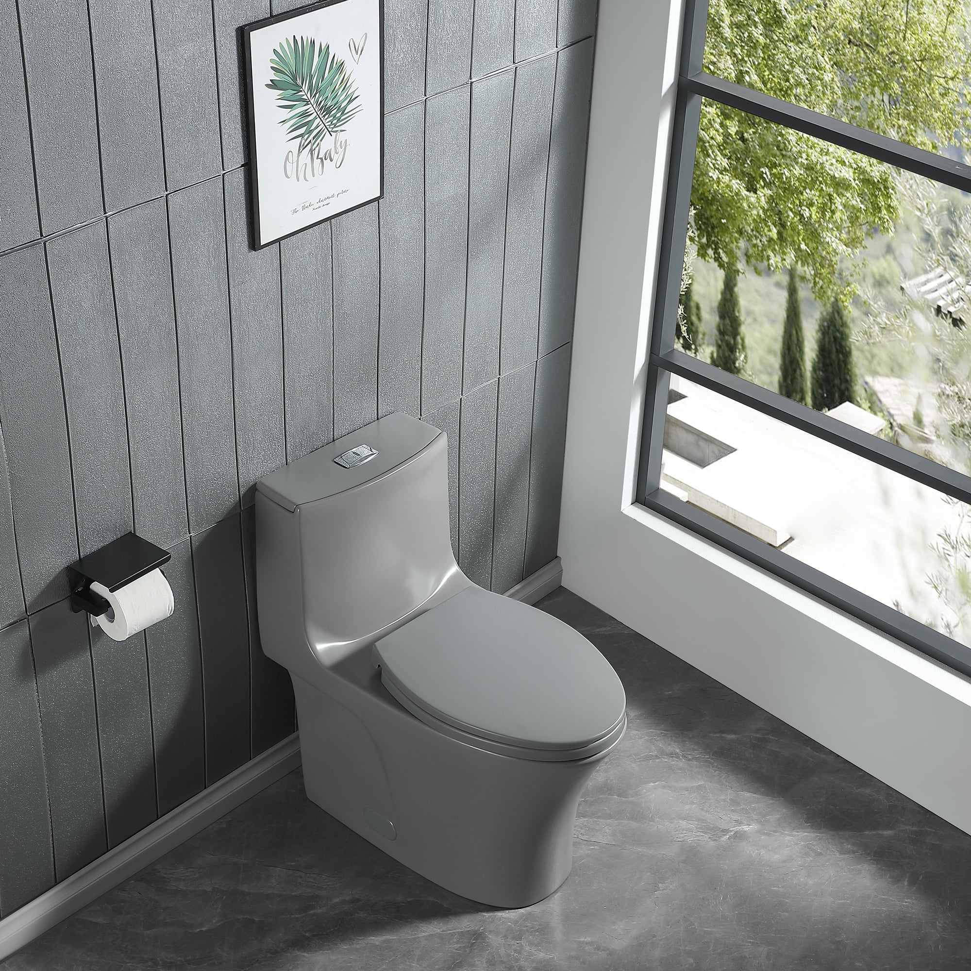 Miniyam One Piece Toilet, 1.1/1.6 GPF Dual Flush Elongated Toilet for ...