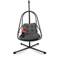 thumbnail image 1 of Miniyam Outdoor Hanging Egg Chair with Stand, Foldable Swing Chair with Cup Holder, Rattan Wicker Patio Chair with Cushions for Adults and Kids, Black, 1 of 7
