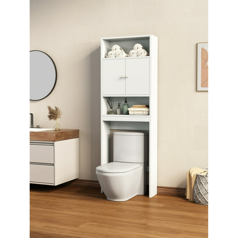 Spirich Over The Toilet Storage Cabinet, Above Toilet Storage Cabinet with  Doors, Freestanding Bathroom Space Saver, White