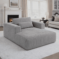 thumbnail image 1 of Miniyam Oversized Corduroy Chaise Lounge Sofa, Deep Seat Plush Couch with Pillows, Upholstered Floor Sofa, No Assembly for Living Room Bedroom, Gray, 1 of 7