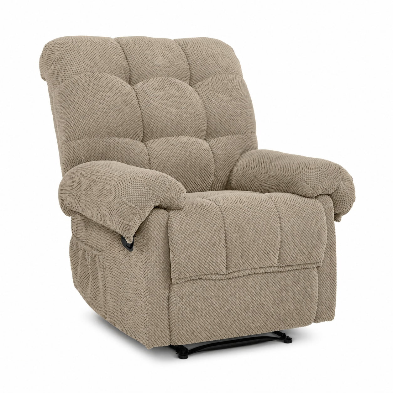 Miniyam Overstuffed Recliner Chair with Plush Armrests, Adjustable Ergonomic Recliner, 105° to 165° Reclining, Camel