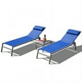 thumbnail image 1 of Miniyam Patio Chaise Lounge Set, Lounge Chairs with 5 Adjustable Position, Breathable Textilene Fabric, Headrest and Side Table, Blue, 1 of 6