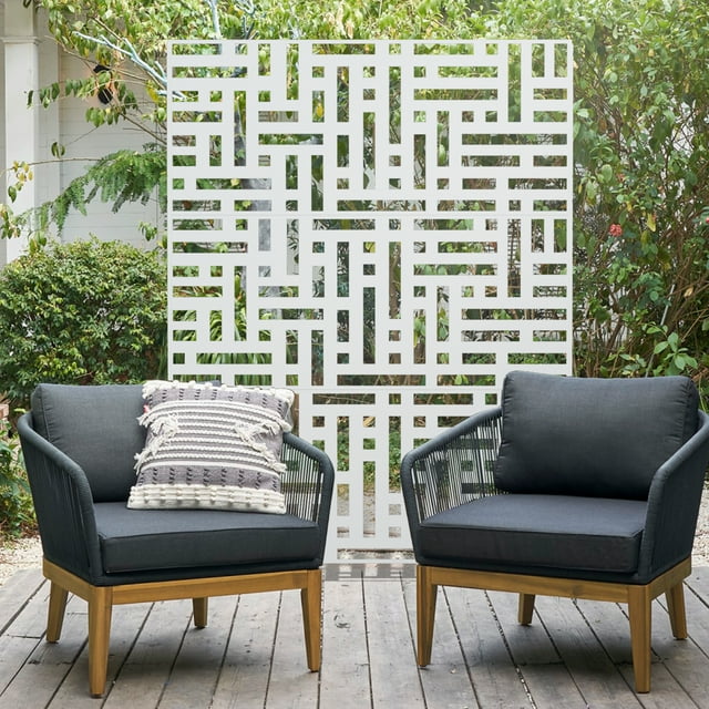 Free Shipping! Miniyam Patio Privacy Screen, Outdoor Privacy Screen with Stand Decorative Metal