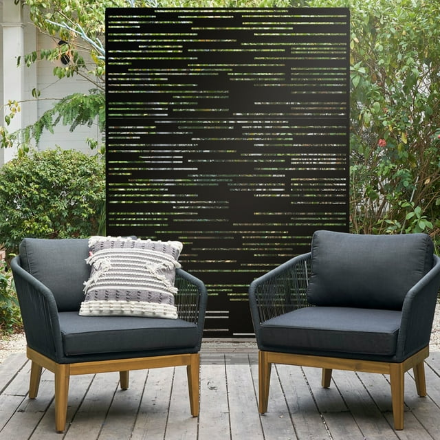 Miniyam Patio Privacy Screen, Outdoor Privacy Screen with Stand Decorative Metal Privacy Screen