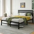 thumbnail image 1 of Miniyam Full Size Platform Bed with Rustic Vintage Headboard for Adult, Black, 1 of 6