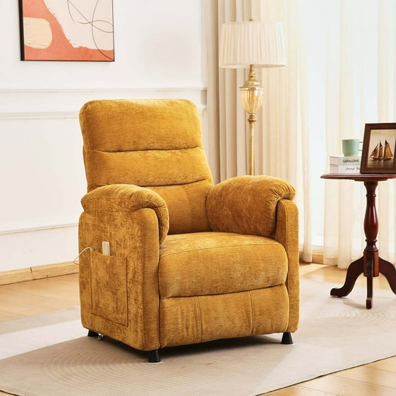 Miniyam Power Recliner in Yellow with 7-Zone Support, One-Touch Memory Remote & Quiet Motor for Living Room