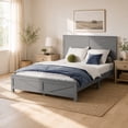 thumbnail image 1 of Miniyam Queen Bed with Barn Door Headboard and Footboard, Farmhouse Wood Platform Bed Frame, Gray, 1 of 7