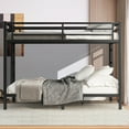 thumbnail image 1 of Miniyam Queen over Queen Metal Bunk Bed, Heavy-Duty Steel Frame for Adults with Safety Guardrails, Black, 1 of 7