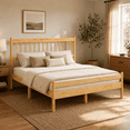 thumbnail image 1 of Miniyam Queen Pine Wood Platform Bed Frame with Spindle Headboard, 9.8" Underbed Storage, Natural, 1 of 8
