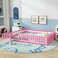 thumbnail image 1 of Miniyam Queen Size Toddler Floor Bed with with Safety Guardrails, Pink, 1 of 8