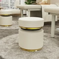 thumbnail image 1 of Miniyam Round Swivel Stool with Adjustable Height, 660LBS Load, PU Leather, White, 1 of 8