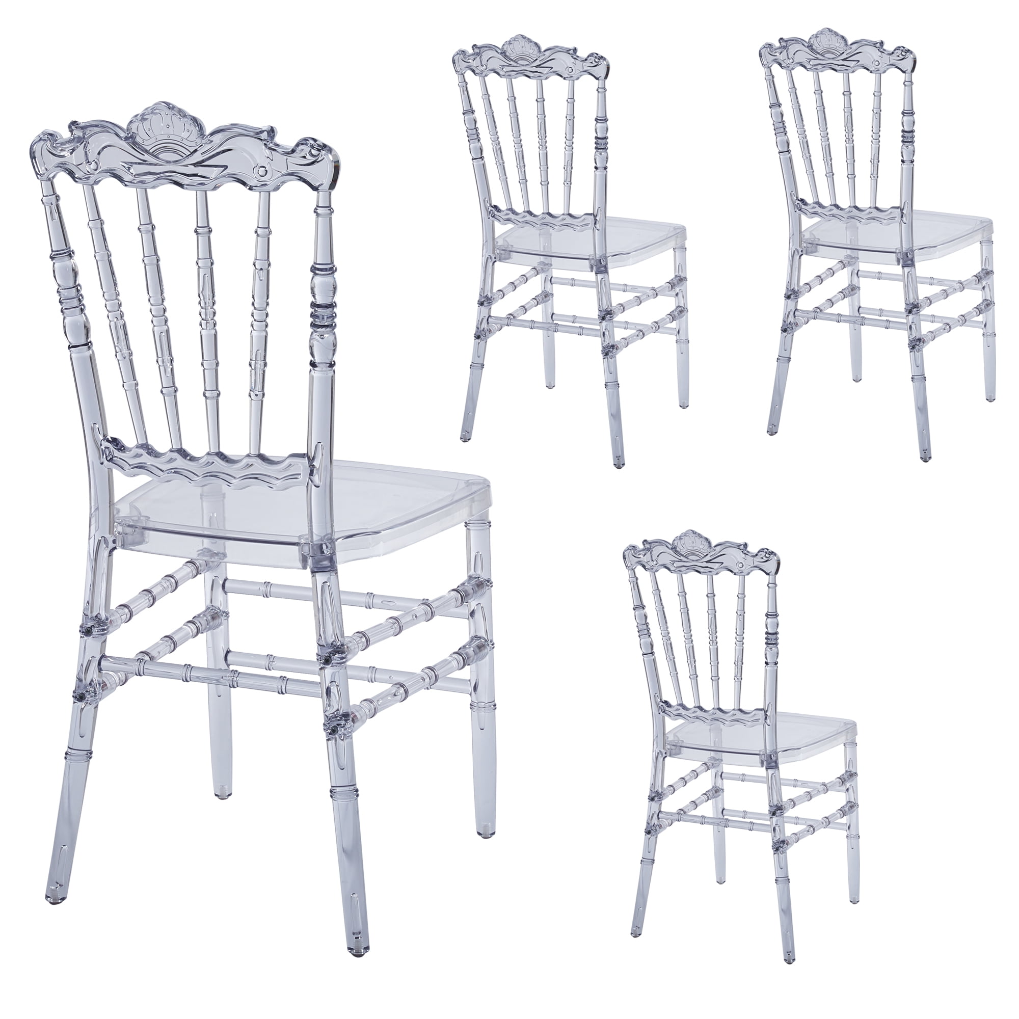 Miniyam Set of 4 Clear Acrylic Chiavari Chairs Modern Dining Chair Accent Event Ghost Chairs for Wedding Party Event Reception
