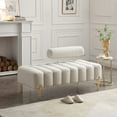 thumbnail image 1 of Miniyam Sherpa Upholstered Indoor Bench, White, 1 of 9