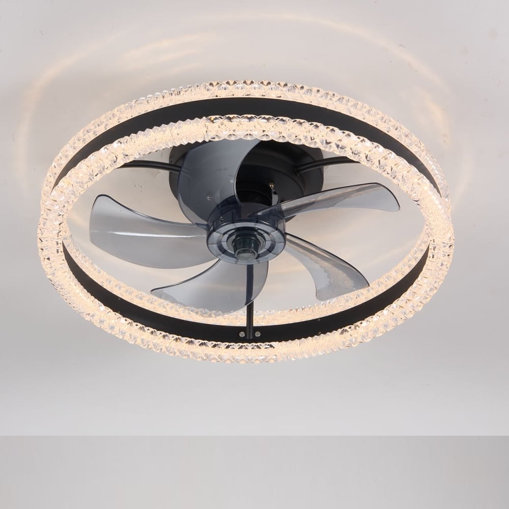 Miniyam Smart Ceiling Fan with Light – Flush Mount LED Design, APP & Remote Control, Dimmable with 3 CCT, Quiet, 6 Speeds, Wall Mount