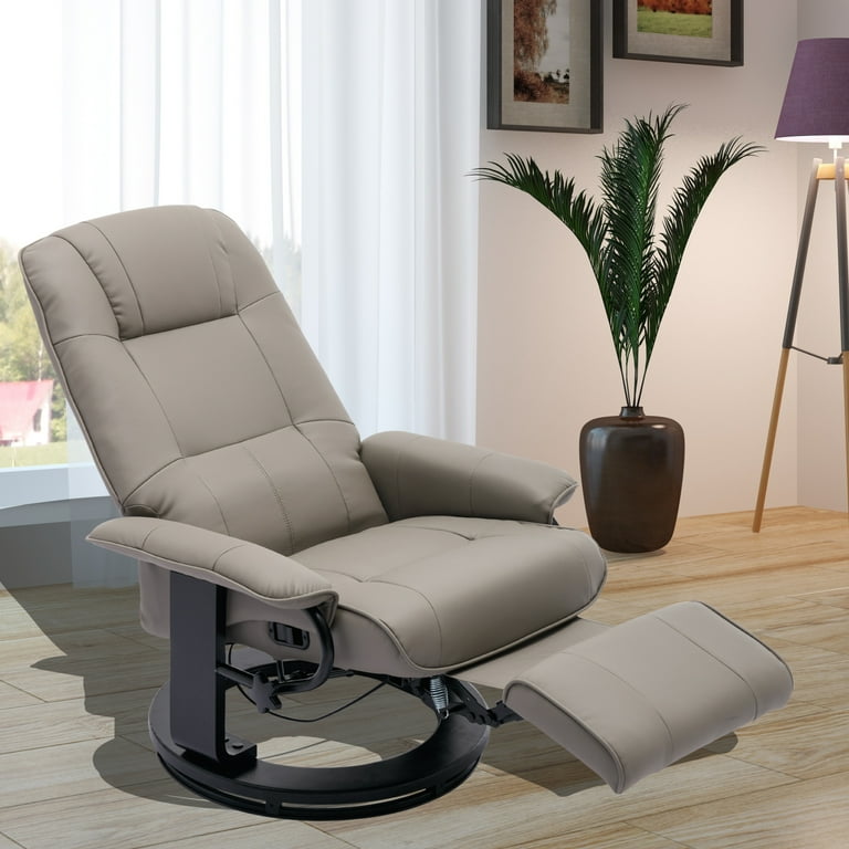 Miniyam Swivel Recliner Chair Adjustable Lounge Chair with Footrest for Living Room Bedroom Home Office Gray