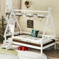thumbnail image 1 of Miniyam Twin House Platform Bed with Stairs, Solid Wood Kids Bed with Low Profile Design, White, 1 of 7