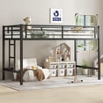 thumbnail image 1 of Miniyam Twin Metal Loft Bed with Ladder & Guardrails for Kids and Teens, Space-Saving , Black, 1 of 7