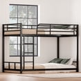 thumbnail image 1 of Miniyam Twin Over Twin Metal Bunk Bed Frame with Ladder and Guardrails, Heavy Duty Steel Design, No Box Spring Needed, Black, 1 of 8