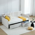 thumbnail image 1 of Miniyam Twin Size Daybed with Storage,Ivory Boucle Upholstered Daybed Frame with 2 Drawers for Bedroom Living Room,Wood Slat Support,No Spring Box Need, 1 of 9