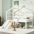 thumbnail image 1 of Miniyam Twin Size Low Loft Bed with Slide for Kids, House Roof Frame, White, 1 of 6