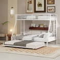 thumbnail image 1 of Miniyam Twin over Full Metal Bunk Bed with Trundle, Square Tube Frame, Space Saving Bunk Bed with Ladder, White, 1 of 7