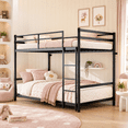 thumbnail image 1 of Miniyam Twin over Twin Metal Bunk Bed, Convertible to 2 Twin Beds with Guardrail, Black, 1 of 7