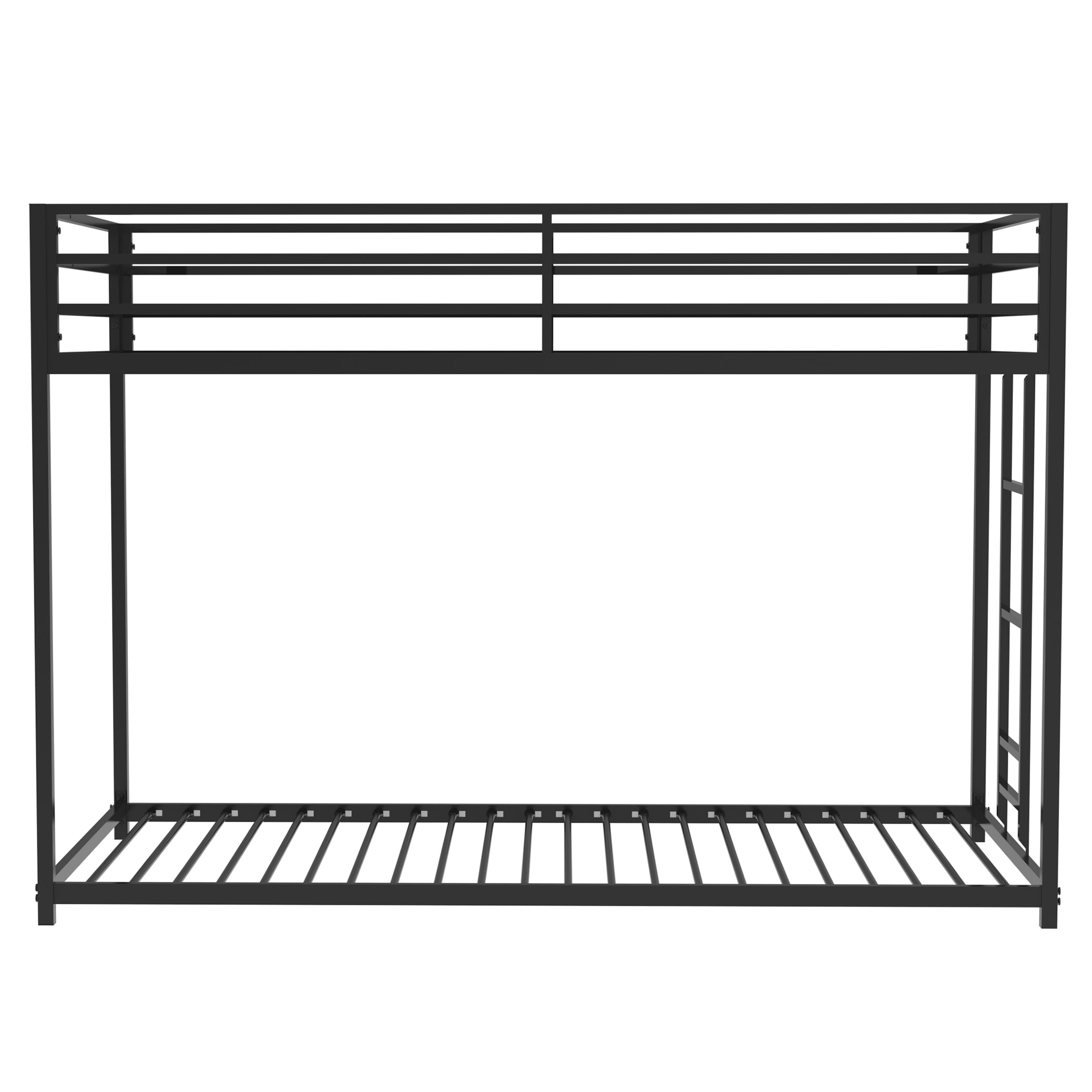Miniyam Twin over Twin Metal Bunk Bed with Side Ladder for Kids and Teens, Black