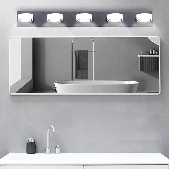 Miniyam Hard-Wired Vanity Light, 5-Light Modern Acrylic Wall Fixture for Bathroom Mirror Lighting