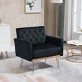 thumbnail image 1 of Miniyam Velvet Fabric Armchair, Modern Tufted Upholstered Reading Chairs with Gold Metal Legs for Living Room Bedroom, Black, 1 of 9