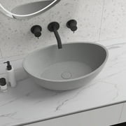 Miniyam Vessel Sink, Modern Concrete Bathroom Sink Above Counter, Oval Sink Bowls for Bathroom,Gray