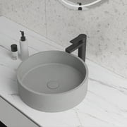Miniyam Vessel Sink, Modern Concrete Bathroom Sink Above Counter, Round Sink Bowls for Bathroom,Gray