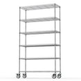 thumbnail image 1 of Miniyam Wire Shelving Unit with Wheels Steel, 6 Tier 2100LBS Heavy Duty Adjustable Storage Organizer, Wire Rack Shelving for Home Office, Chrome, 1 of 8
